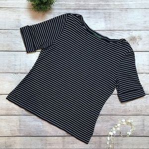 Lauren by Ralph Lauren Black & White Stripe Top